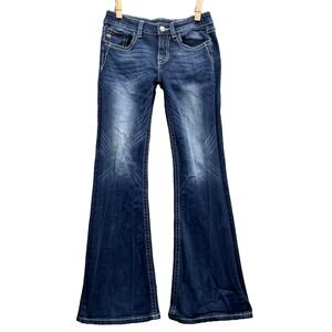 Miss Me Flare Jean Youth 14 MidRise Angel Sequin Flip Pocket Cowgirl Y2K Western